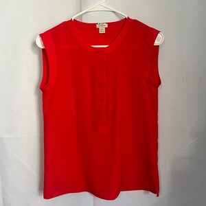 J.Crew Red Sleeveless Blouse Top Petite 00 Career Casual Button